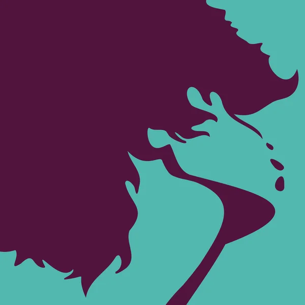 Dessin Vectoriel Profil Une Femme Avec Des Cheveux Bouclés Une — Image vectorielle