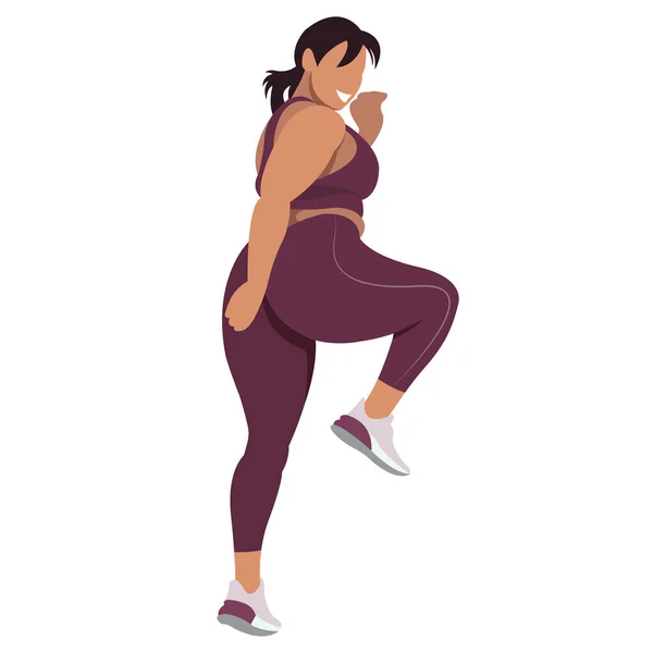 Ilustración Vectorial Una Chica Tamaño Más Uniforme Deportivo Leggings Sujetador — Archivo Imágenes Vectoriales