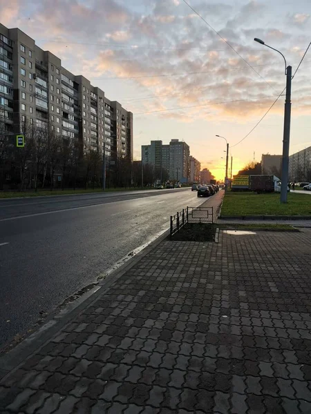 Осінь Пушкіні Перфекціоністів Зимове Сонце Над Містом Санкт Петербург Захід — стокове фото