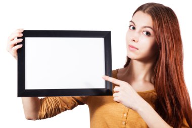 Kız tutun boş çerçeve