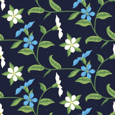 Çiçek sorunsuz vektör desen tasarım mavi beyaz