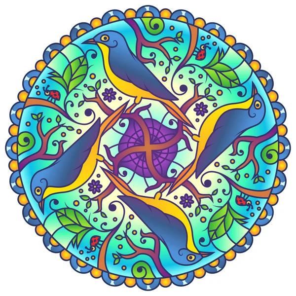 Bird Colorful Round Mandala Ornament