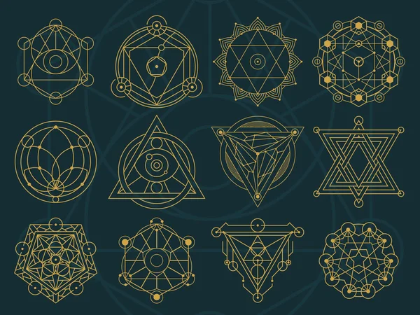 Soyut kutsal geometri ve sihirli sembolleri 1 ayarla