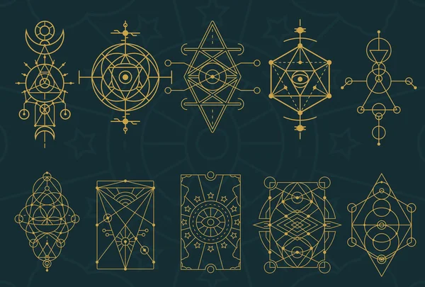 Abstraktní posvátné geometrie a magické symboly Set 4 — Stockový vektor