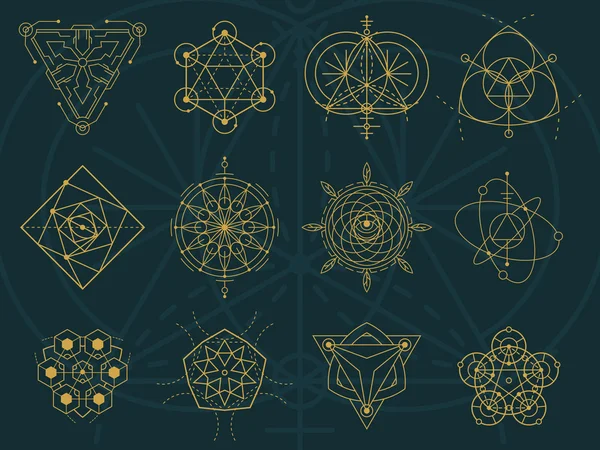 Abstraktní posvátné geometrie a magické symboly sada 5 — Stockový vektor