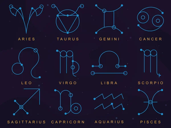 Znaki zodiaku w stylu świętej geometrii — Wektor stockowy