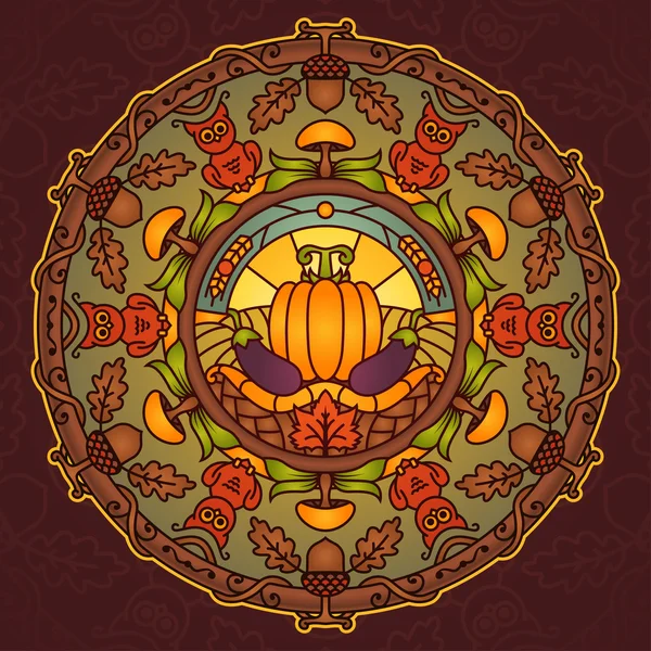 Mandala zur Herbstzeit — Stockvektor