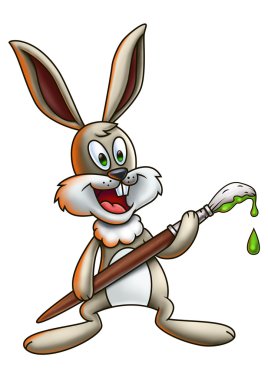 Paskalya Bunny Holding boya fırçası