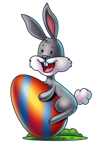 Cartoon Bunny with an Easter Egg — Stock Photo, Image