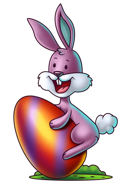 Cartoon Bunny with an Easter Egg — Stock Photo, Image