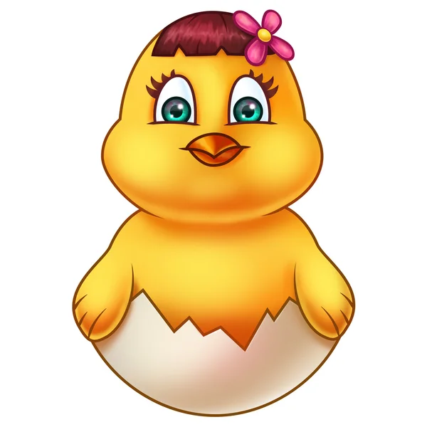 Gul påsk kyckling i äggskal — Stockfoto