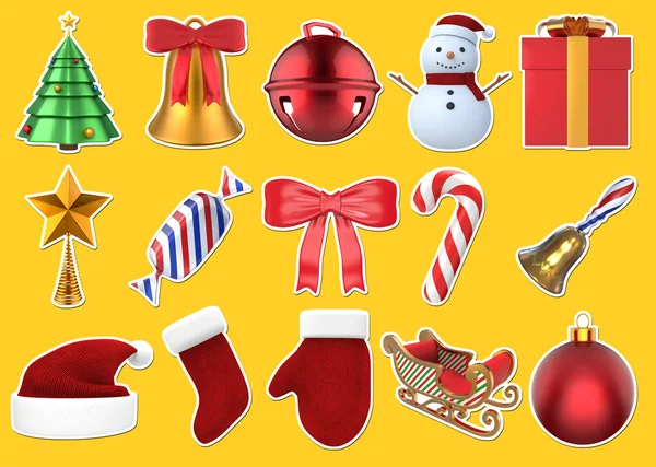 Kerstmis Stickers 3D-Set — Stockfoto