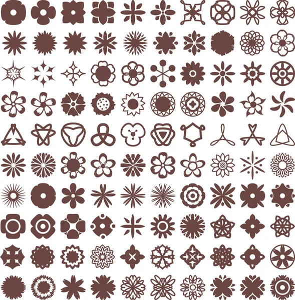 Bloemen vector vormen set — Stockvector