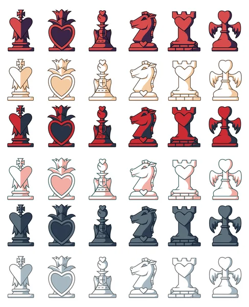Jogo de peças de xadrez amor — Vetor de Stock