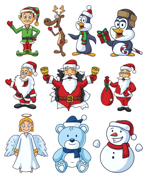 Natal personagens de desenhos animados conjunto — Vetor de Stock