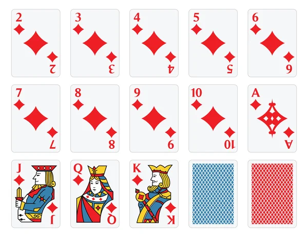 Jogar cartas - Conjunto de diamantes —  Vetores de Stock