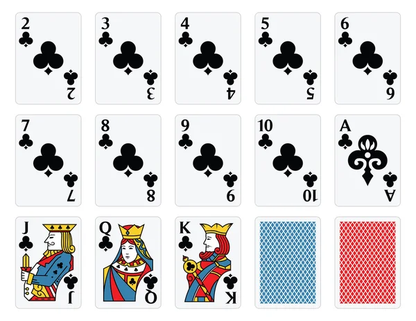 Jogar cartas - Clubes Set — Vetor de Stock