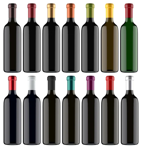 Conjunto de botellas de vino 3D — Foto de Stock