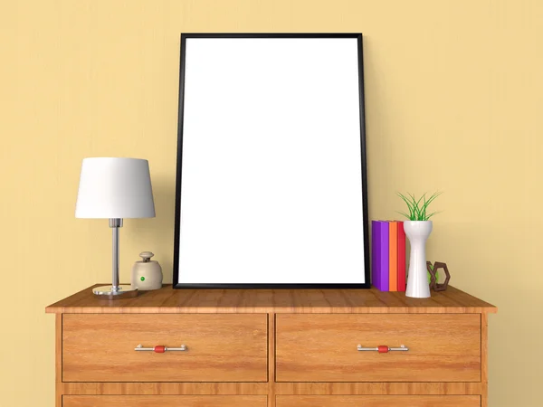 Cartaz em branco e moldura de fotos Apresentação 3D — Fotografia de Stock