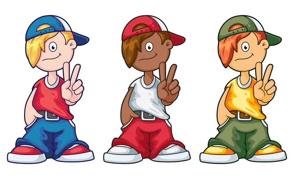 Conjunto de menino de Cartoon de Hip-Hop —  Vetores de Stock