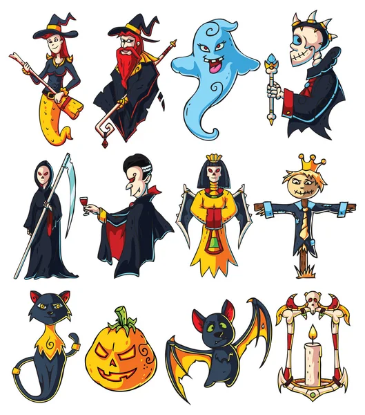 Zeichentrickfiguren zu Halloween — Stockvektor