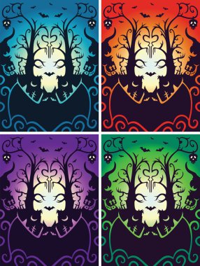 Gizli Halloween kafatasları illüstrasyon