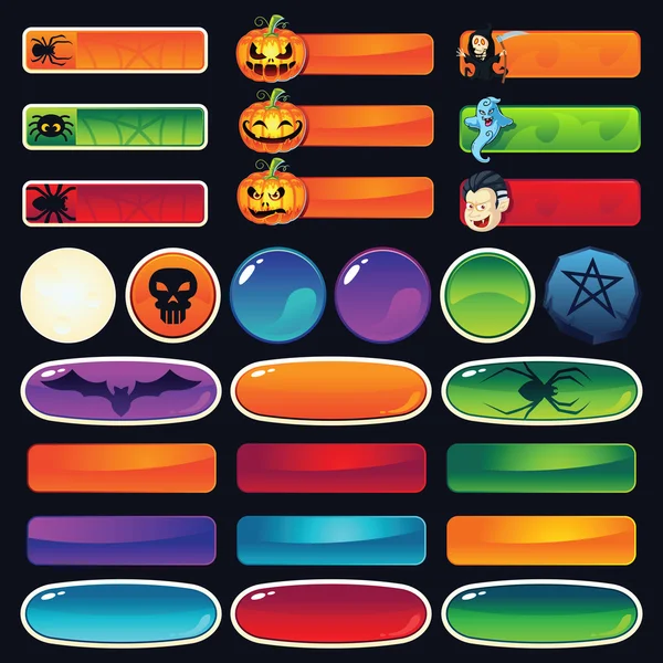 Botones de Halloween para Web y Juegos — Archivo Imágenes Vectoriales