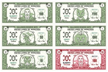 Halloween Money Banknotes Set clipart