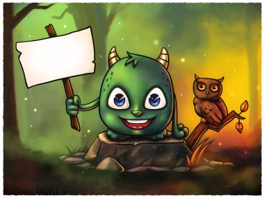 İşaret - dijital tutan şirin Halloween canavar boyama