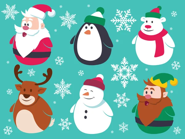 Noel sevimli düz karakterler ayarla