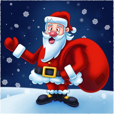 Santa Claus Cartoon dijital resim illüstrasyon