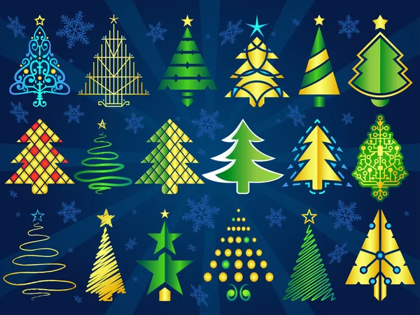 Kerstset Vector Tree — Stockvector