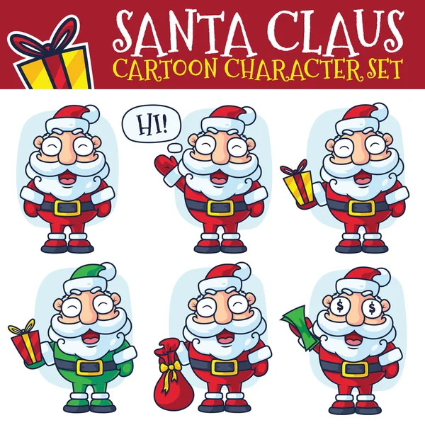 Santa Claus conjunto de personajes de dibujos animados — Vector de stock