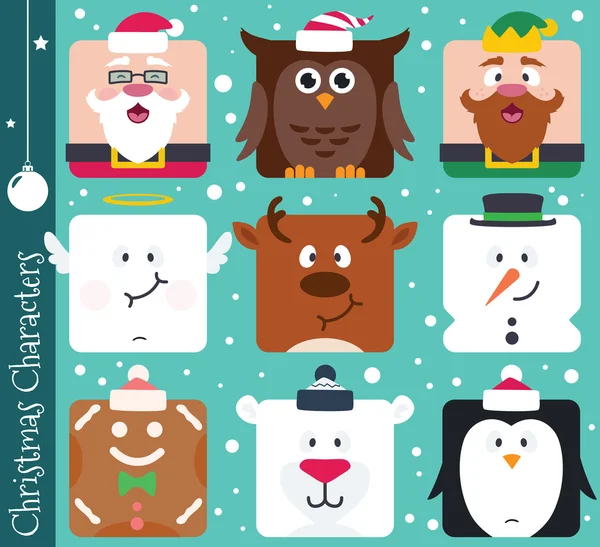 Kare düz Noel karakterler