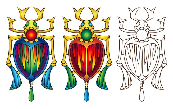 Egyptische Scarab kleurrijke vectorillustratie 2 — Stockvector