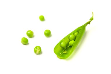 Bezelye ve bezelye tohumları üzerinde beyaz