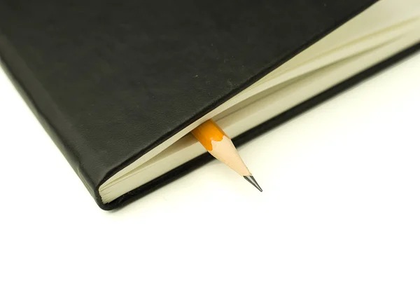 Diary and pencil on over white — Stock Photo, Image