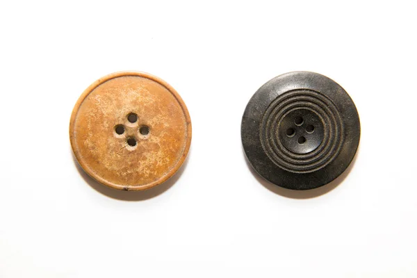 Two big vintage buttons on  white background — Stock Photo, Image