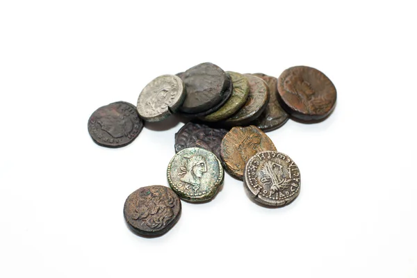 Vintage  coins with portraits on a white background — Stock Photo, Image