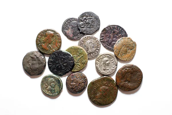 Vintage  coins with portraits on a white background — Stock Photo, Image