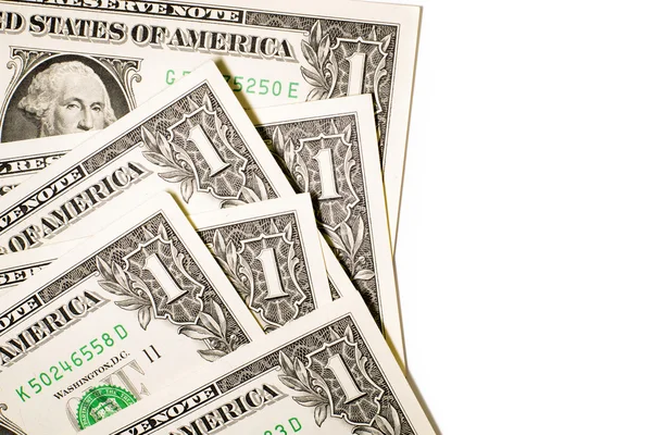 Несколько банкнот США на белом фоне — стоковое фото
