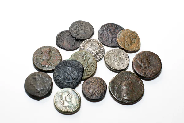 Vintage  coins with portraits on a white background — Stock Photo, Image