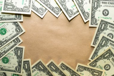 Banknot dolar bir daire içinde kraft kağıt kaplı