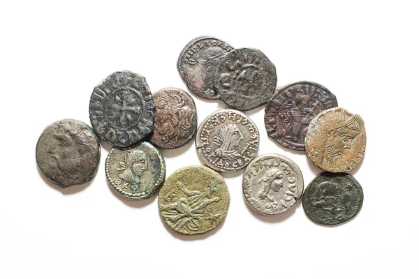 Vintage  coins with portraits on a white background — Stock Photo, Image