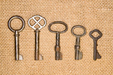 Çok vintage anahtar taşı--dan eski bez üzerinde kilitler