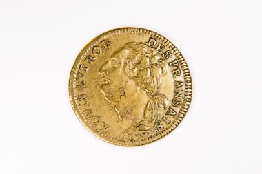 Vintage Bronz sikke ile portre beyaz bir arka plan üzerinde