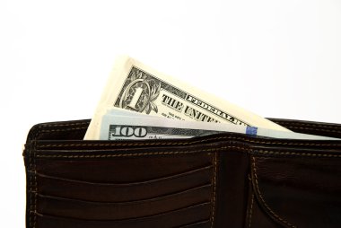 Banknot bize dolar ile eski cüzdan içinde
