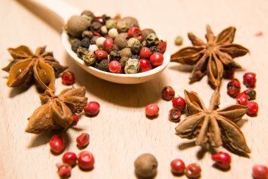 kaşık biber ve anasonu o taneleri karışımı ile dolu