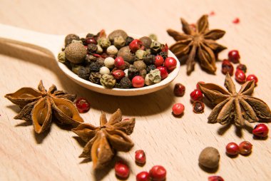 kaşık biber ve anasonu o taneleri karışımı ile dolu