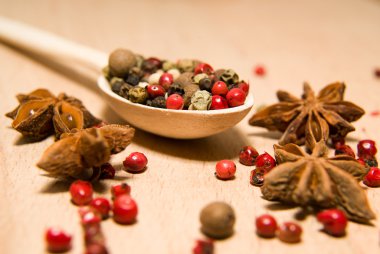 kaşık biber ve anasonu o taneleri karışımı ile dolu